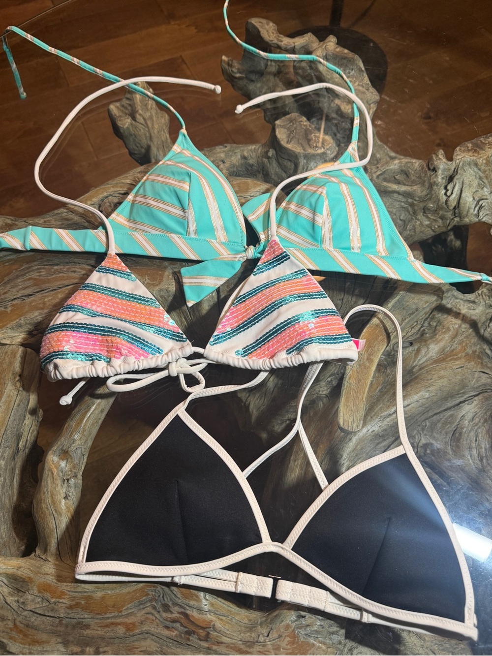 PINK triangle bikini tops